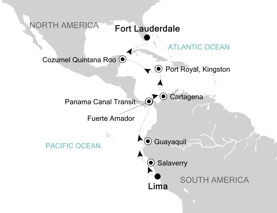 Lima (Callao) to Fort Lauderdale, Florida - Silversea (16 Night Cruise ...