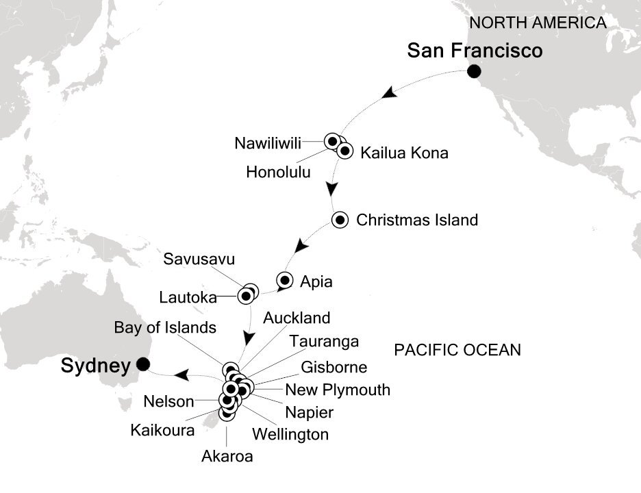 San Francisco to Sydney Silversea (40 Night Cruise from San Francisco