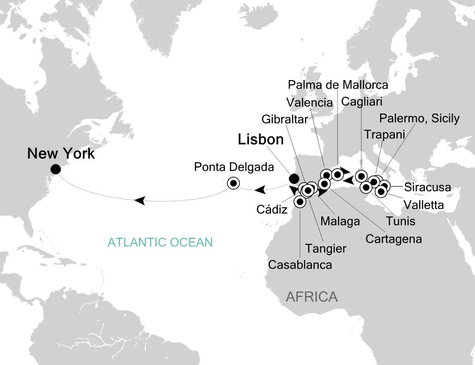 Lisbon to New York Silversea (33 Night Cruise from Lisbon to New York)