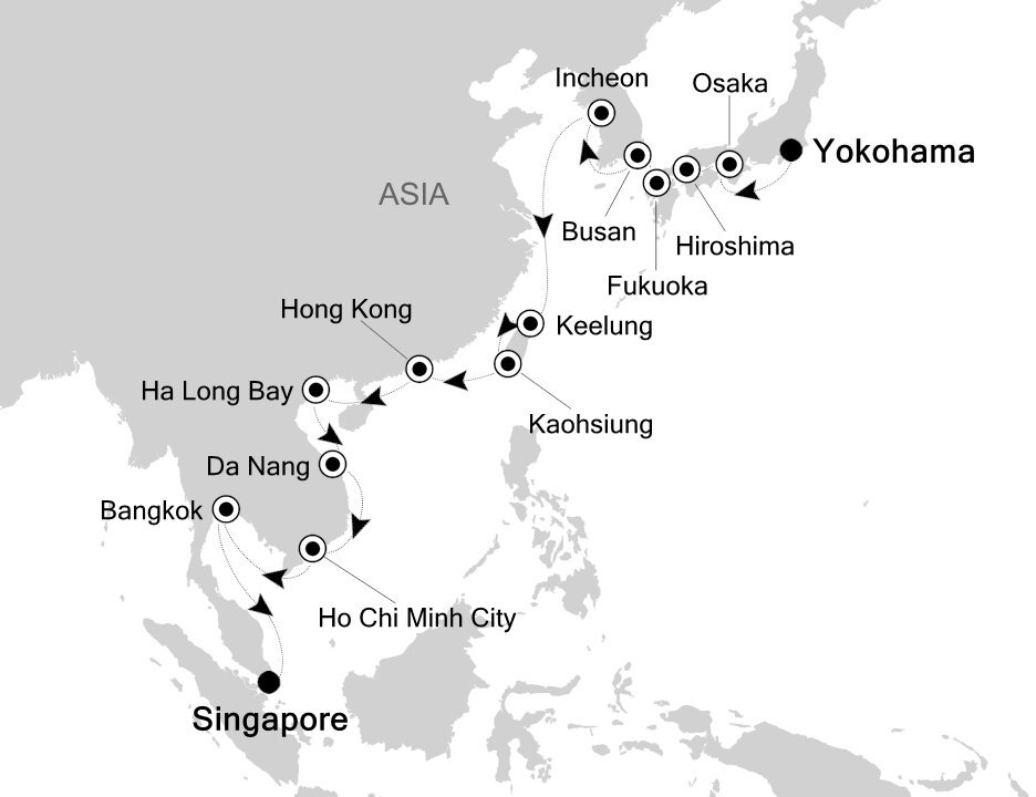 Yokohama to Singapore - Silversea (30 Night Cruise from Tokyo to Singapore)