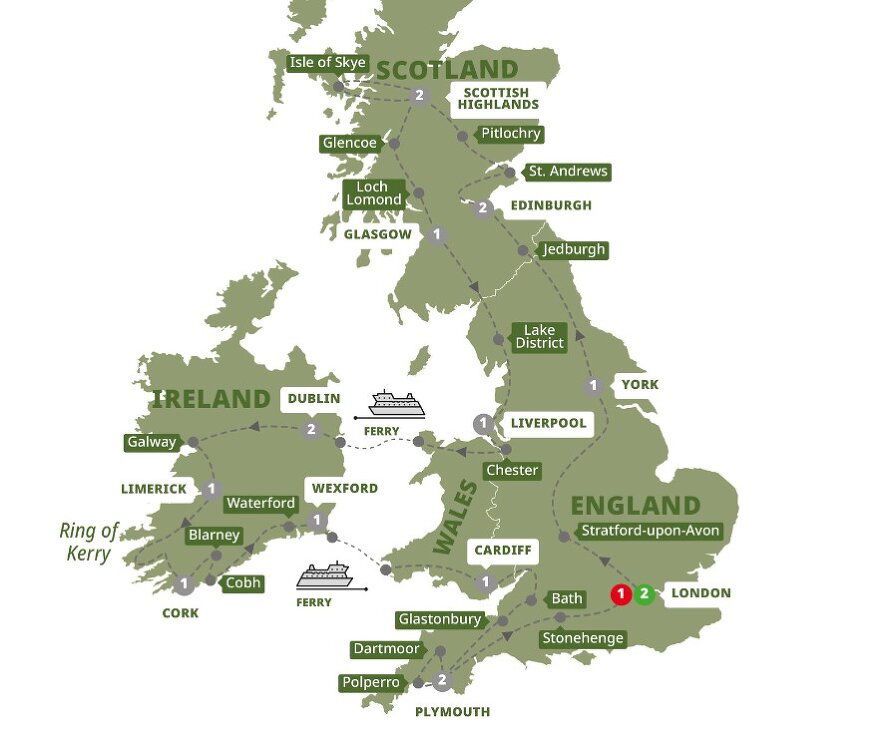 Britain and Ireland Panorama - Trafalgar (19 Days From London to London)