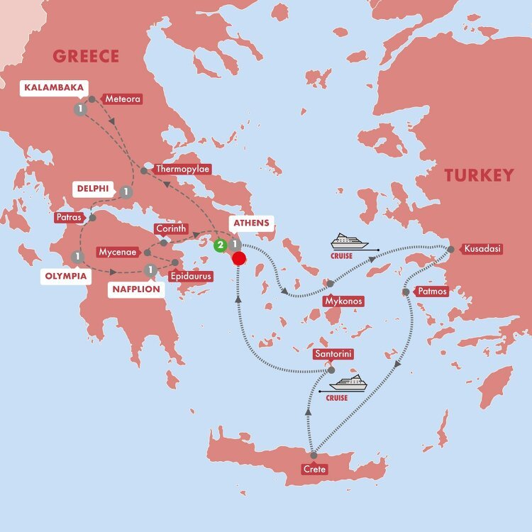 Best of Greece Reverse with 3 Day Aegean Cruise Trafalgar (11 Days