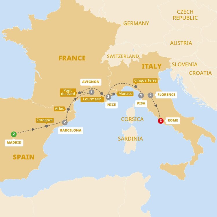 Mediterranean Highlights Trafalgar (13 Days From Madrid to Rome)