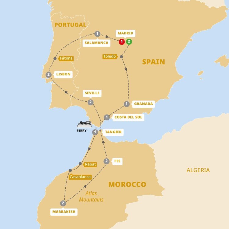 Spain, Morocco and Portugal Trafalgar (16 Days From Madrid to Madrid)