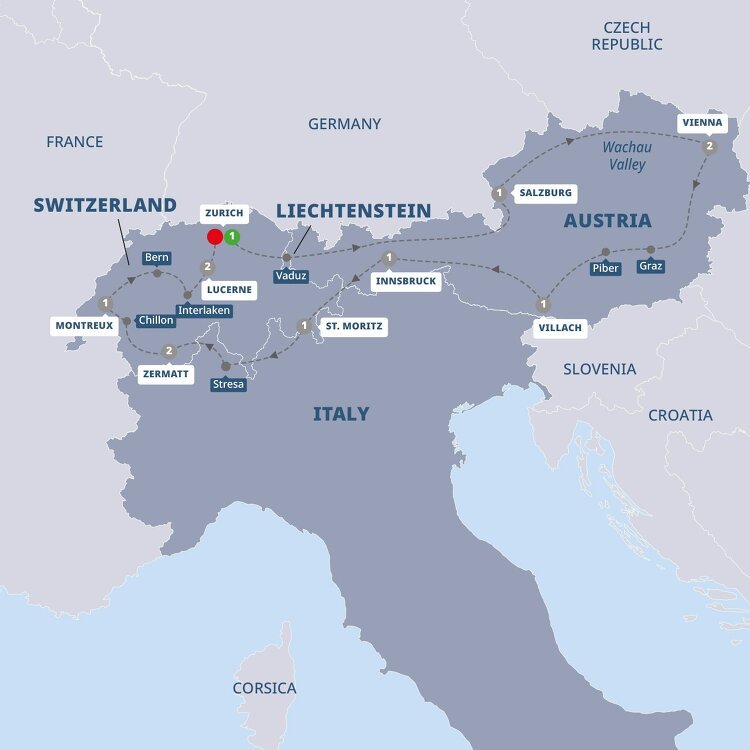 Switzerland and Austria Trafalgar (13 Days From Zurich to Zurich)