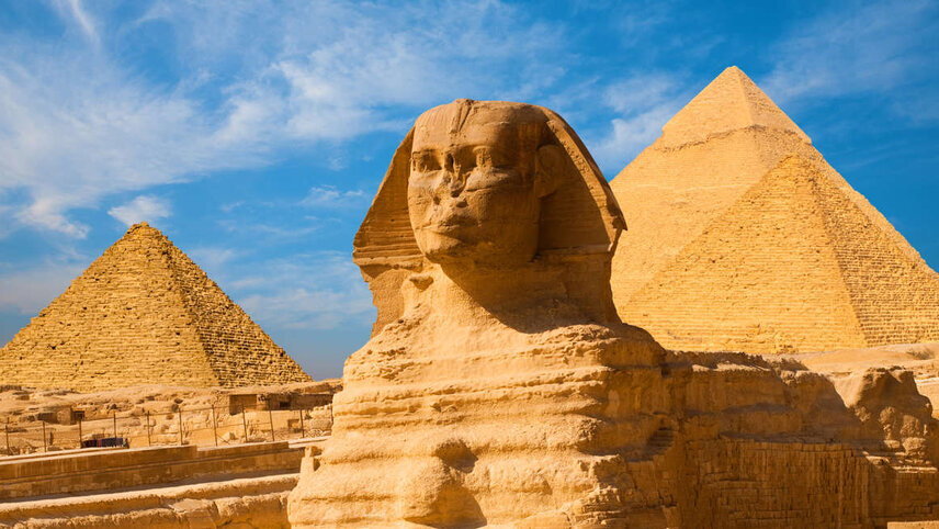 Family Egyptian Sphinx, Pyramids & Nile River