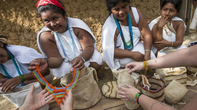 Colombia Lost City Wiwa Community Handicrafts with G Adventures