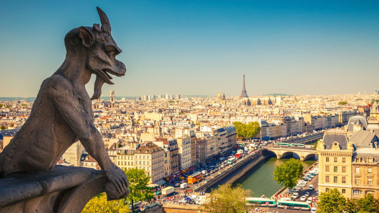 Gargoyle on Notre Dame Cathedral, Paris, France. Courtesy of Insight Vacations.