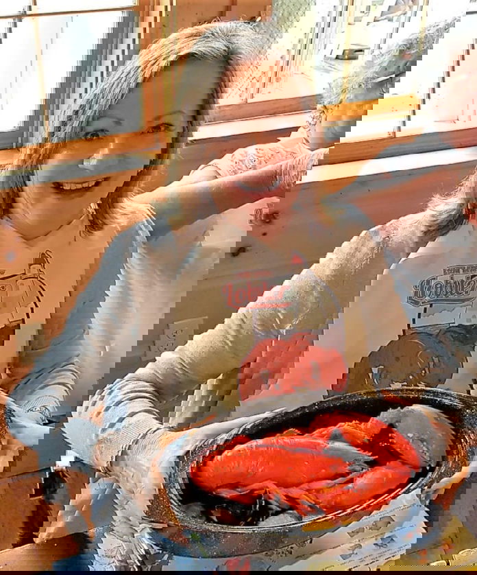 Bernadette Enjoys Lobster in Maine