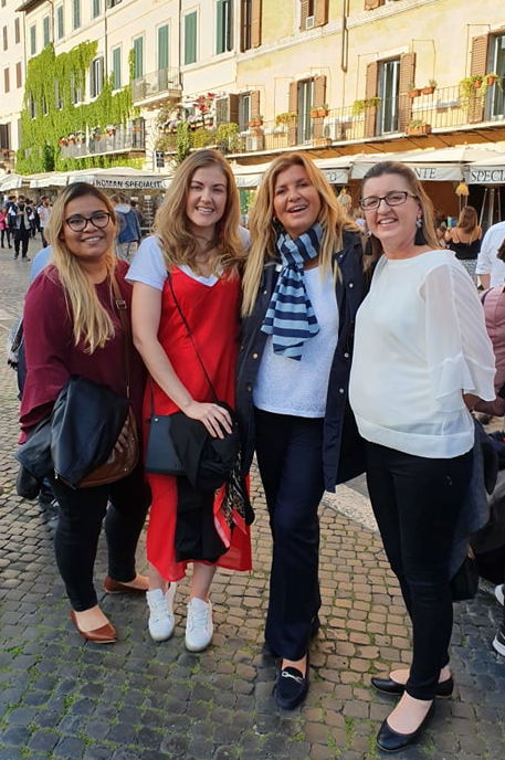 Claire and fellow travellers with Margaret, Insight Vacations Tour Guide 