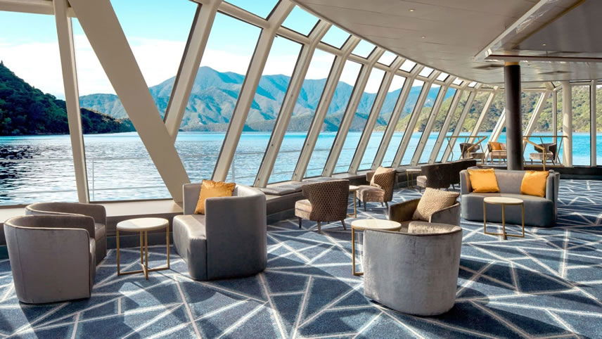 Take in the views from the Spinnaker Lounge on Norwegian Spirit.