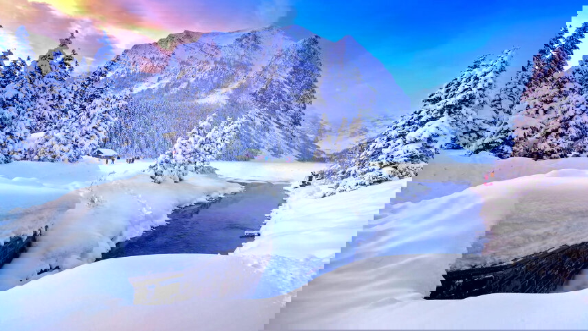 Rockies and Northern Lights Winter Wonderland