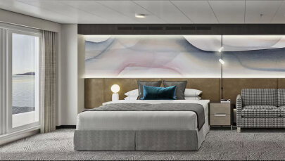 Norwegian Aura Forward-Facing Club Balcony Suite