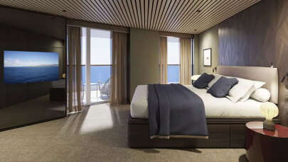 Norwegian Aura The Haven Aft-Facing Owner's Suite (Master Bedroom & Large Balcony)