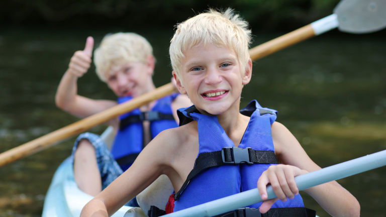 Boys Kayaking on Family Tour Boys Kayaking on Family Tour
