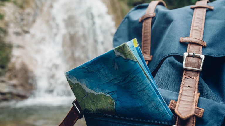 Holiday daypack with map in pocket
