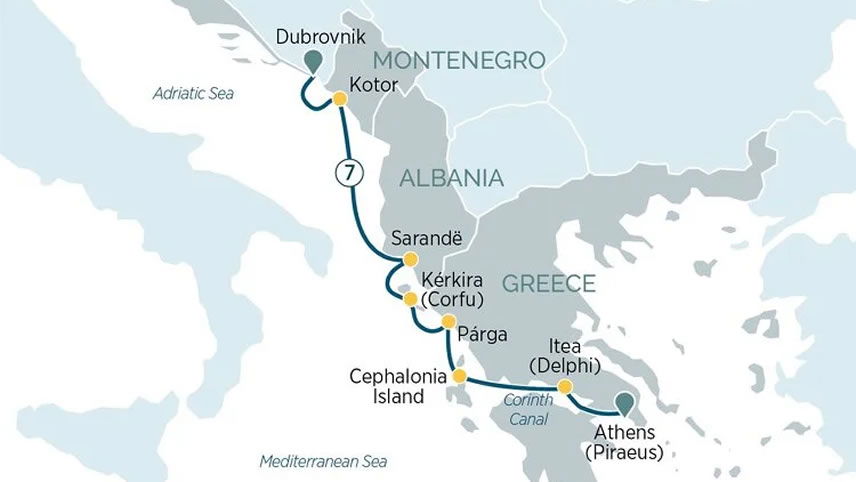 Emerald's Mediterranean Enchantment Cruise Itinerary Map Emerald's Mediterranean Enchantment Cruise Itinerary Map