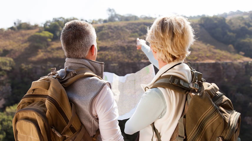 Walkers navigating the trail